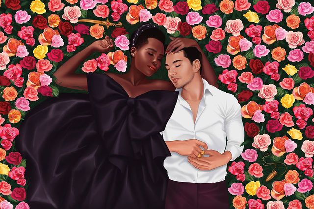 Art depicting Lupita Nyong'o and Juan Castano